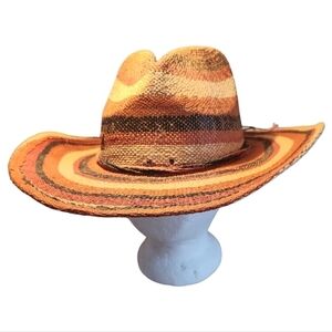 Tropical Trends striped straw hat